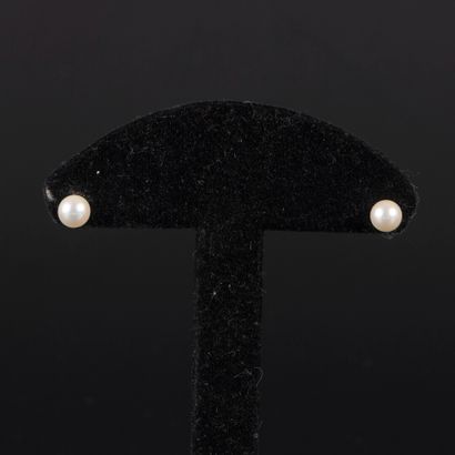 Paire de clous d'oreille en or sertis de...