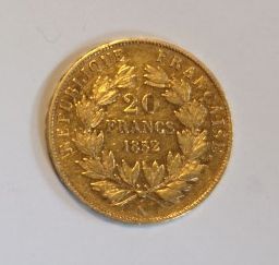 1 monnaie en or: 20 FF 1852 A