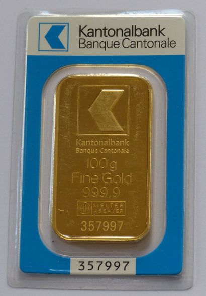 Lingotin en or marqué Kantonalbank Banque...