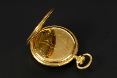 Montre de poche en or uni, le cache-poussière...