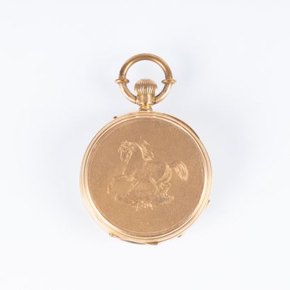 Montre de poche en or guilloché et gravé...