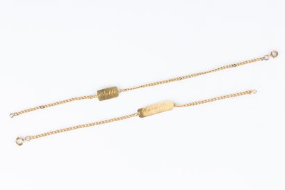 2 gourmettes d'enfant en or, maille gourmette,...