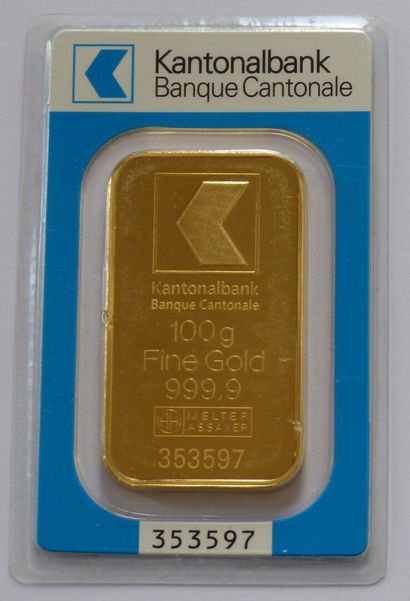 Lingotin en or marqué Kantonalbank Banque...