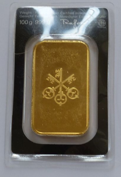 Lingotin en or marqué UBS 100g - Gold 999,9...