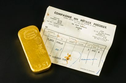 1 lingot d'or numéroté 7351 avec son bulletin...