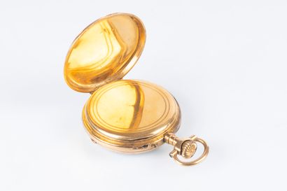 Montre de poche en or uni, le cache-poussière...