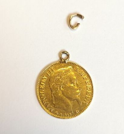 Breloque en or: monnaie de 10 FF soudée -...