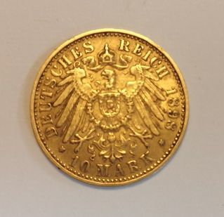 1 monnaie en or: 10 Reich Mark Württemberg...