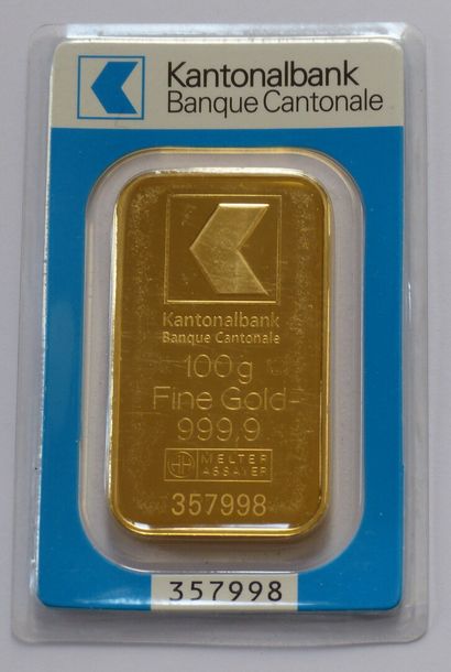 Lingotin en or marqué Kantonalbank Banque...