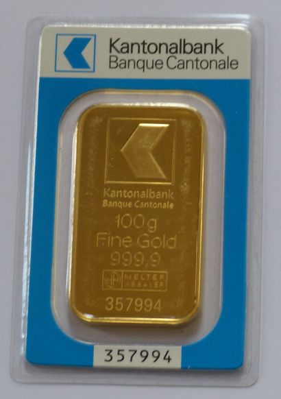 Lingotin en or marqué Kantonalbank Banque...
