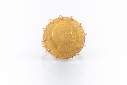 Bague en or sertie d'une monnaie de 10 FF-...