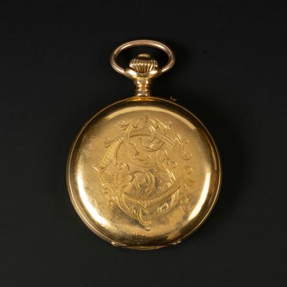 Montre de poche savonnette en or, le cache-poussière...