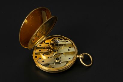 Montre de poche en or gravé d'une rosace,...