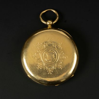 Montre de poche en or gravé d'une rosace,...