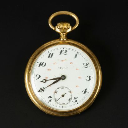 Montre de poche en or uni, le cache-poussière...