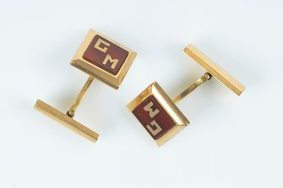 Paire de boutons de manchettes carrés en...
