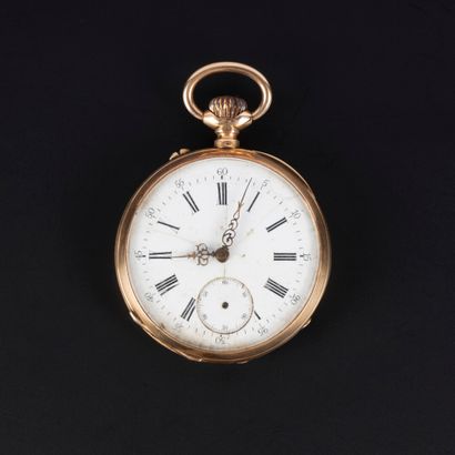 Montre de poche en or guilloché et gravé...