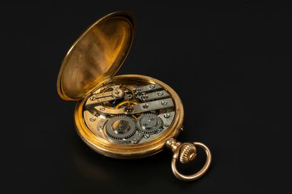 Montre de poche savonnette en or, le cache-poussière...