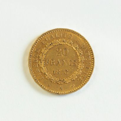1 monnaie en or : 20 FF Génie III R 1876
