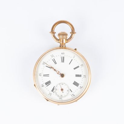 Montre de poche en or guilloché et gravé...