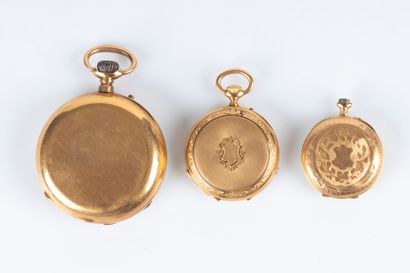 Montre de poche et 2 montre de col en or,...