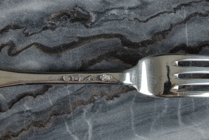 Couvert en argent uni plat. Nantes, 1740-41....