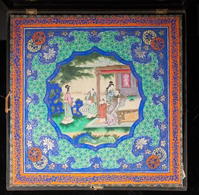 CHINE - CANTON, fin du XIXème siècle. 

Châle...