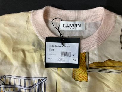 LANVIN. Pull col rond en laine rose pâle...