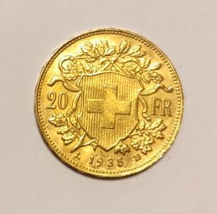 1 monnaie en or: 20 F Suisse 1935