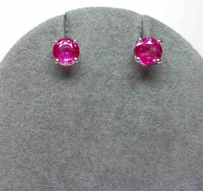 Paire de boutons d'oreilles en or blanc sertie...