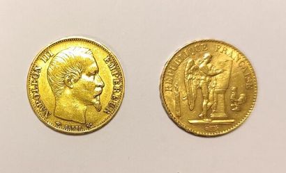 1 monnaie en or: 20 FF 1860 A et 1897 A