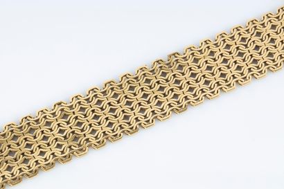 Bracelet manchette en or, maille fantaisie,...
