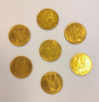7 monnaies en or: 20 FF