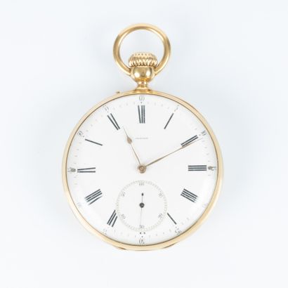 CHARLES OUDIN. Montre de poche en or uni....
