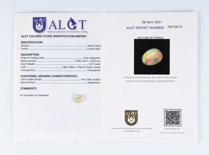 Opale sur papier avec son certificat mentionnant:...