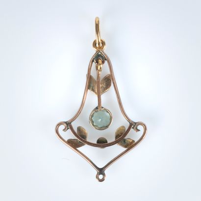 Pendentif mobile en or rose (9K) serti d'une...