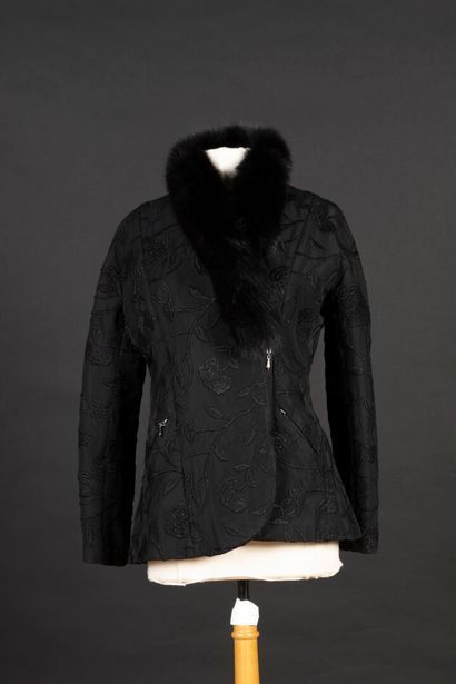 BAYA. Manteau pour femme noire, tissu à motif...