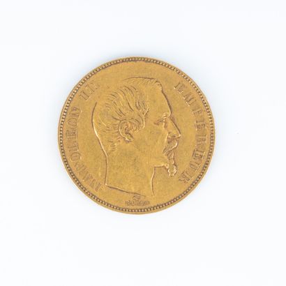 1 monnaie en or : 50 F Napoléon III tête...