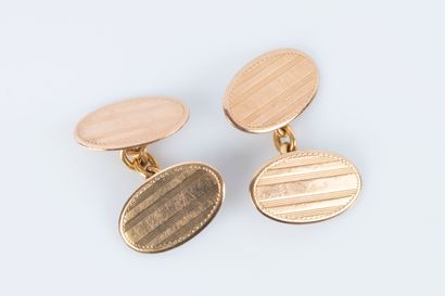 Paire de boutons de manchettes ovales en...