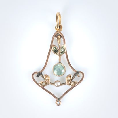 Pendentif mobile en or rose (9K) serti d'une...