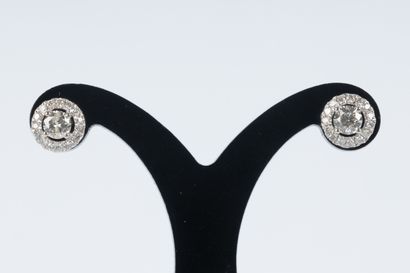 Paire de boutons d'oreilles en or blanc serties...