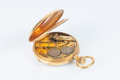 Montre de poche en or uni chiffrée HG, le...