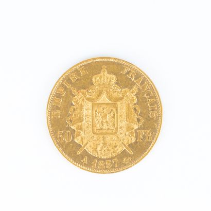 1 monnaie en or : 50 FF Napoléon III tête...