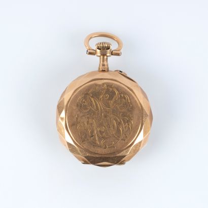 Montre de col en or rose chiffrée, le cache-poussière...
