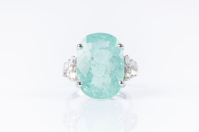 Bague en or gris sertie d'une tourmaline...
