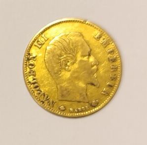 1 monnaie en or : 5 F Napoléon III tête nue...