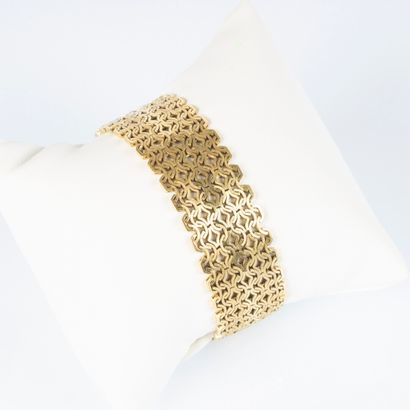Bracelet manchette en or, maille fantaisie,...