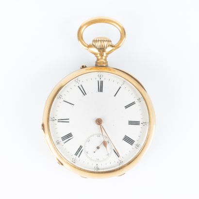Montre de poche en or uni chiffrée HG, le...