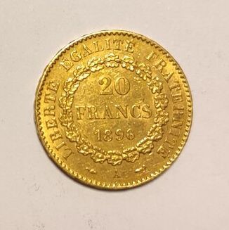 1 monnaie en or : 20 F 1896 A