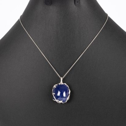 Pendentif en or blanc centré d'une importante...